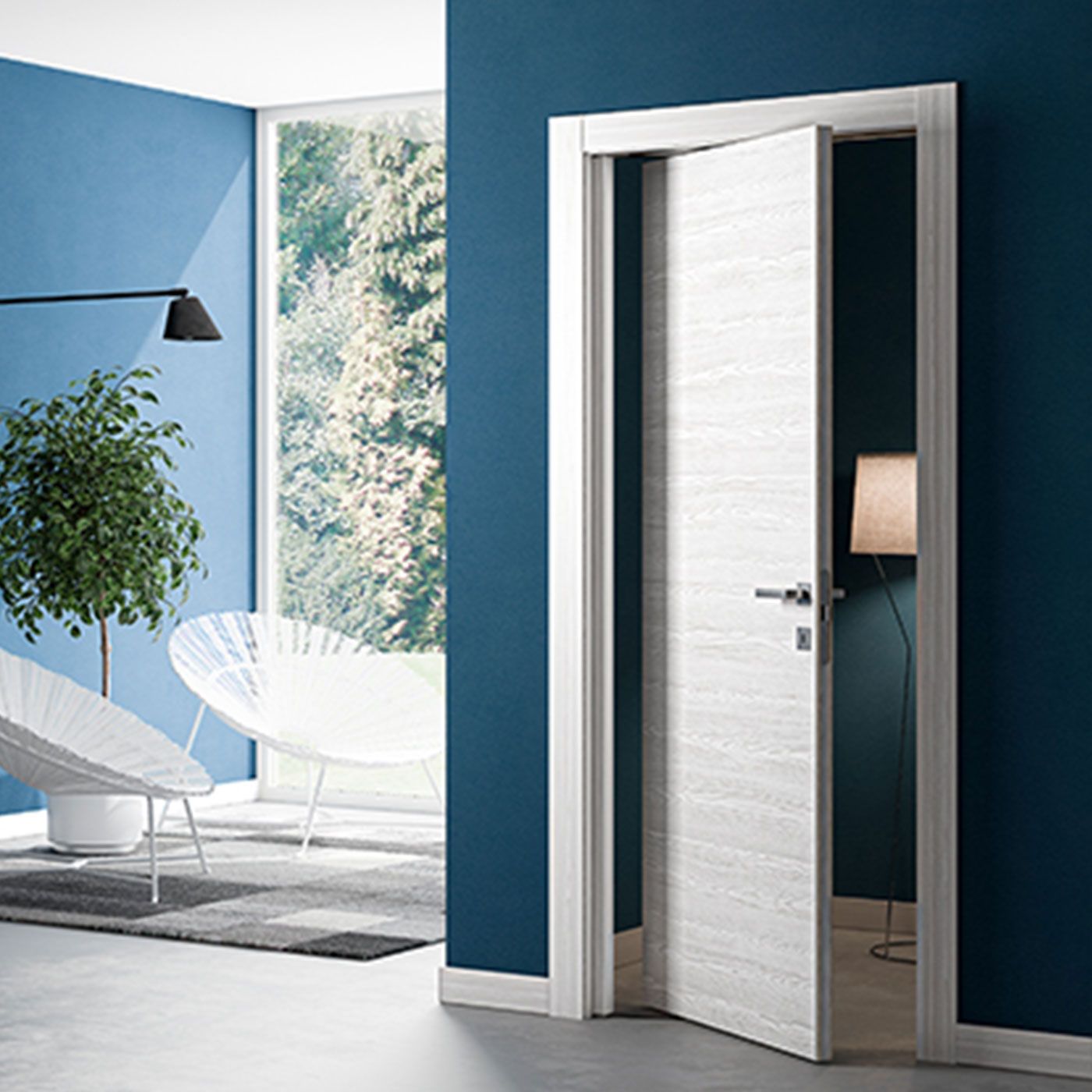Porte da interno rototraslanti con design per l'isolamento acustico.